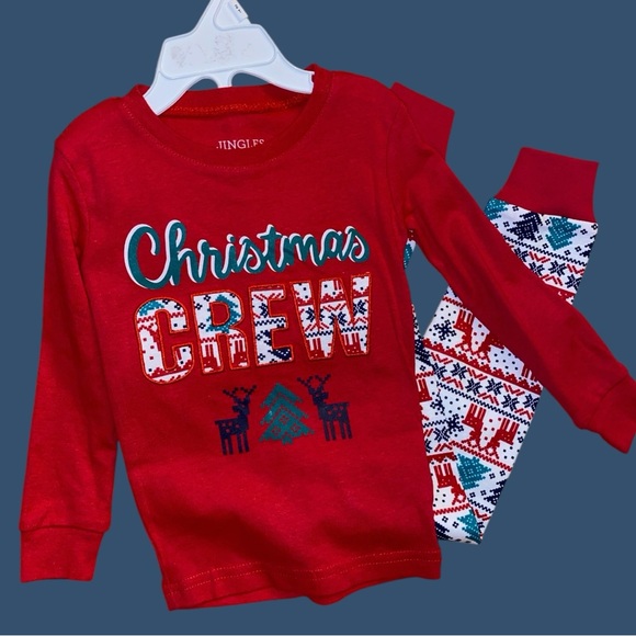NWOT JINGLES & JOY HOLIDAY CREW PJ SET•L/S EMBROIDERED SHIRT•REINDEER PANTS•S/2T - Picture 4 of 12